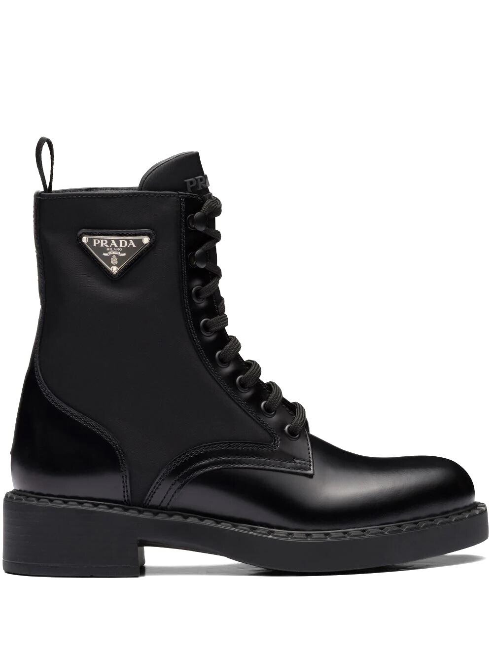 STIVALETTO IN PELLE SPAZZOLATA E RE-NYLON