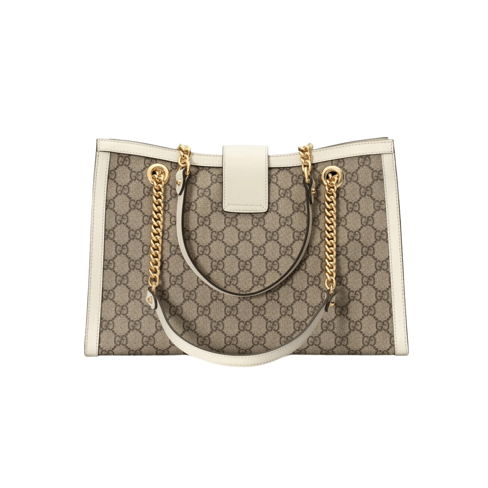BORSA A SPALLA PADLOCK MEDIA IN TESSUTO LOGO GG SUPREME COLORE EBANO/BEIGE/BIANCO - immagine 2