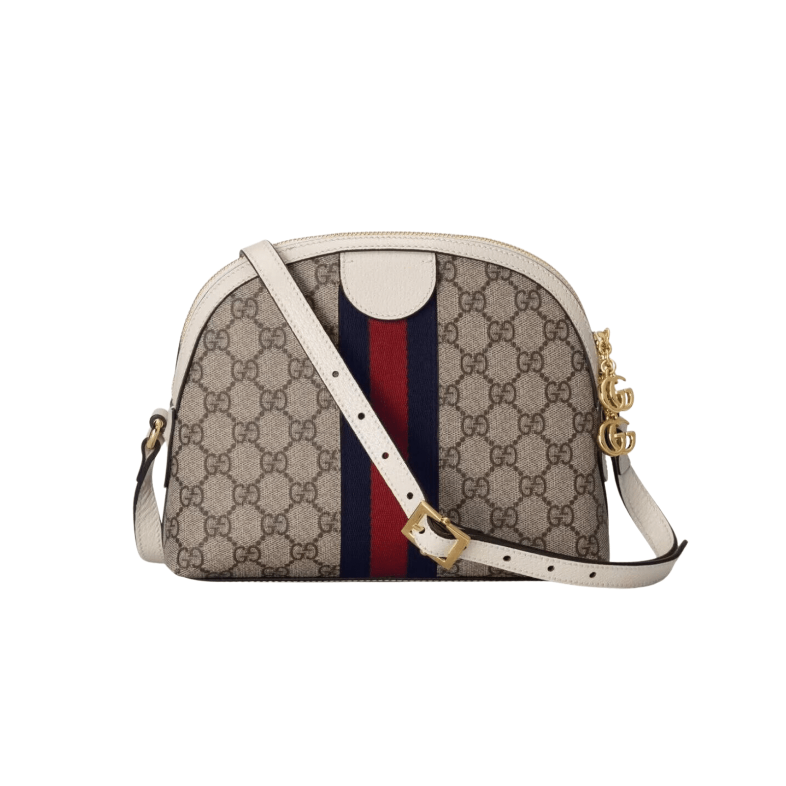 BORSA A SPALLA DONNA OPHIDIA GG SUPREME PICCOLA BEIGE ED EBANO - immagine 2