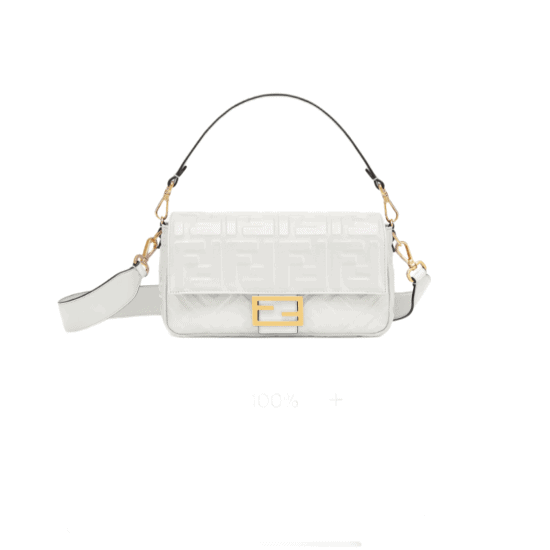 BORSA BAGUETTE MEDIA FF IN PELLE BIANCA